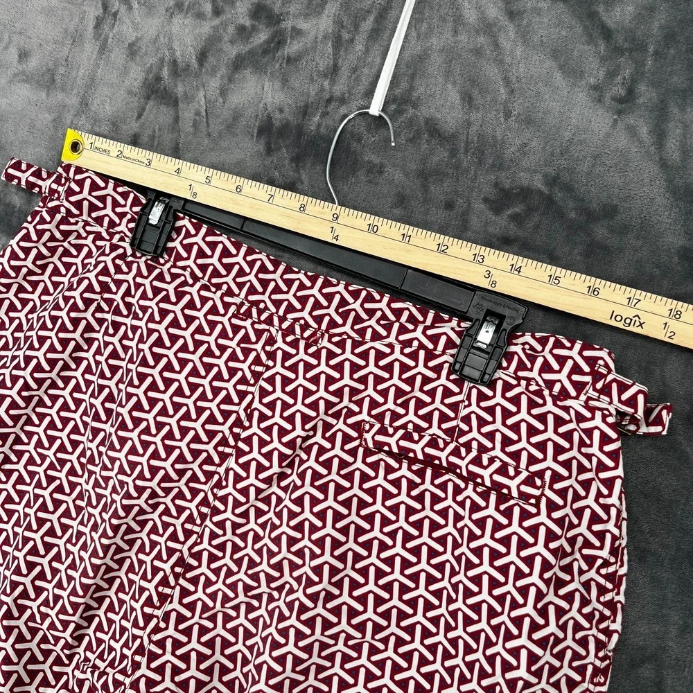 Suitsupply Swim Shorts Men's XL Red Geometric Adjustable Waist Beach Trunks EUC
